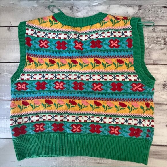 Zara whimsical floral jacquard knit vest, size M, NWOT - Picture 4 of 12